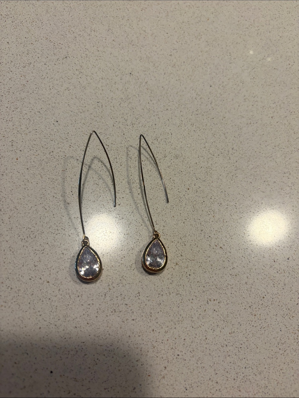 Lane Bryant Gold Teardrop Clear Crystal Threader Earrings